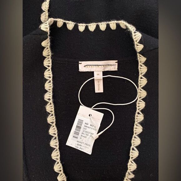 REBECCA TAYLOR Belted Stitched Wool-Blend Cardigan size M - Picture 13 of 14